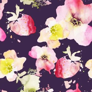 Seamless pattern of cherry watercolor Stock Illustration