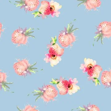 Seamless pattern of cherry watercolor Stock Illustration