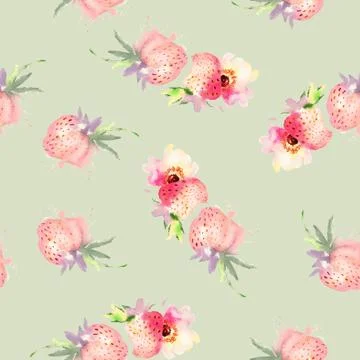 Seamless pattern of cherry watercolor Stock Illustration