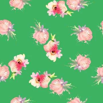 Seamless pattern of cherry watercolor Stock Illustration