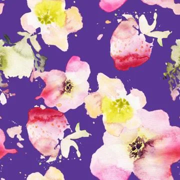 Seamless pattern of cherry watercolor Illustrazione stock