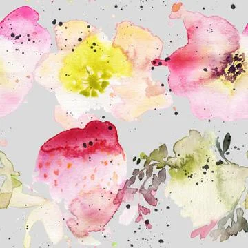 Seamless pattern of cherry watercolor Stock Illustration