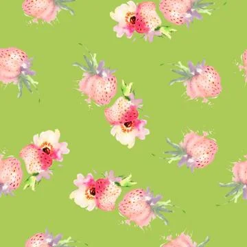 Seamless pattern of cherry watercolor Stock Illustration