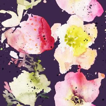 Seamless pattern of cherry watercolor Stock Illustration