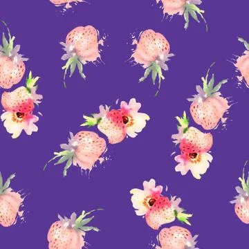 Seamless pattern of cherry watercolor Stock Illustration