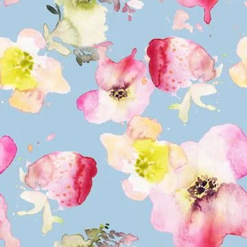 Seamless pattern of cherry watercolor Stock Illustration