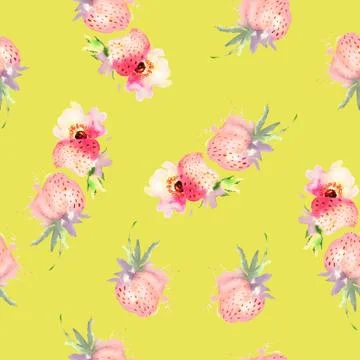 Seamless pattern of cherry watercolor Stock Illustration