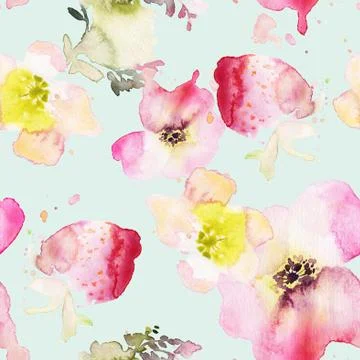 Seamless pattern of cherry watercolor Stock Illustration