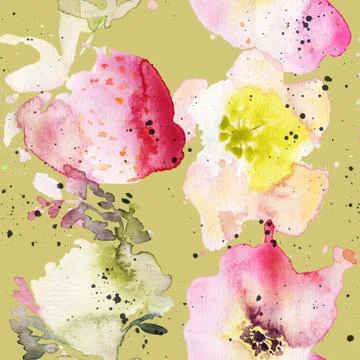 Seamless pattern of cherry watercolor Stock Illustration