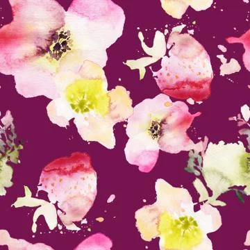 Seamless pattern of cherry watercolor Stock Illustration
