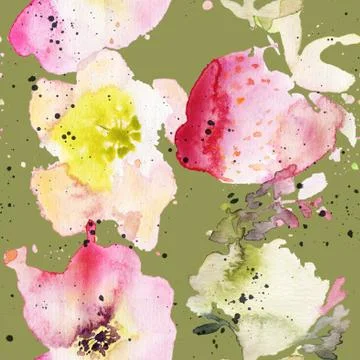 Seamless pattern of cherry watercolor Stock Illustration