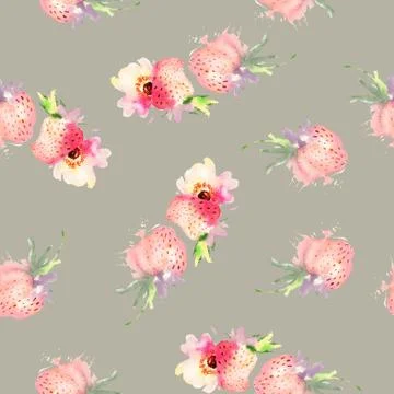 Seamless pattern of cherry watercolor Stock Illustration