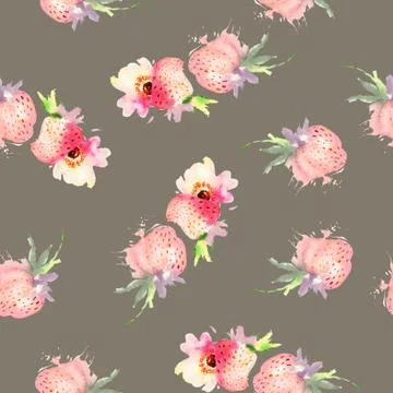 Seamless pattern of cherry watercolor Stock Illustration