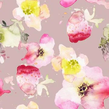 Seamless pattern of cherry watercolor Stock Illustration