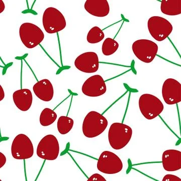Seamless pattern with cherry on the white background. Stock Illustration
