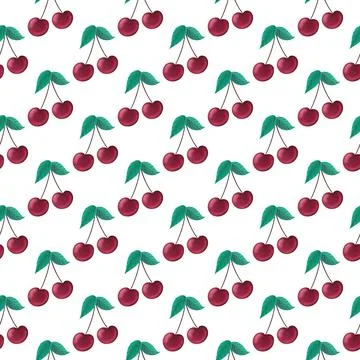Seamless pattern with cherry on white background Stock Illustration