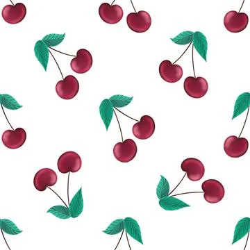 Seamless pattern with cherry on white background Stock Illustration