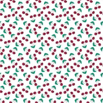 Seamless pattern with cherry on white background Stock Illustration