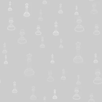 Seamless pattern of chess pieces king, queen and pawn. 3d frame illustration. Illustrazione stock