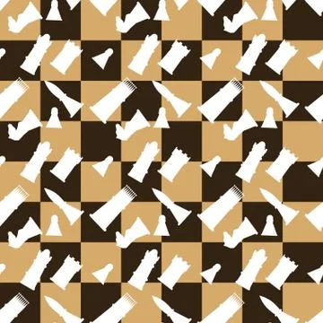 Seamless pattern chessboard and chess pieces Stock Illustration