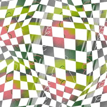 Seamless pattern chessboard distorted deformation multicolor Stock Illustration