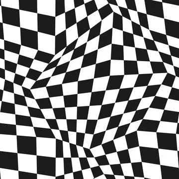 Seamless pattern chessboard distorted deformation black and white Stock Illustration
