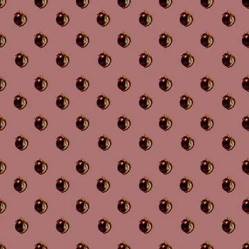 Seamless pattern of a chestnut in a shell on a red background Stock Photos