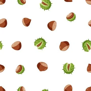 Seamless Pattern Chestnut vector illustration. Background wallpaper Cartoon.. Stock Illustration