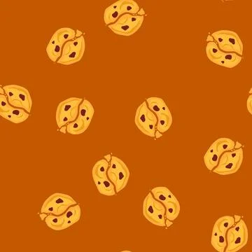 Seamless pattern chewy oatmeal cookies cartoon vector Stock Illustration