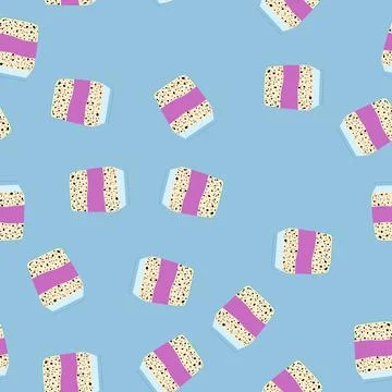Seamless pattern chia seed pudding jar breakfast snack Illustrazione stock