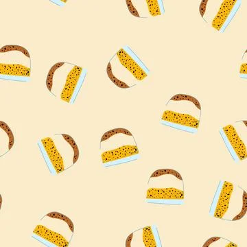 Seamless pattern chia seed pudding dessert in glass with layers Stock Illustration