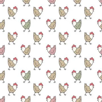 Seamless pattern with chicken characters. Background for your design Stock Illustration