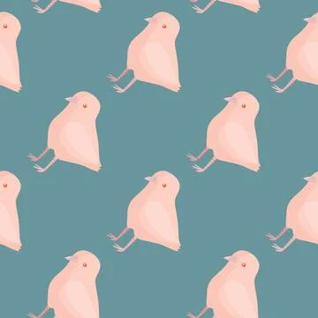 Seamless pattern of chicken. Domestic animals on colorful background. Vector  Stock Illustration
