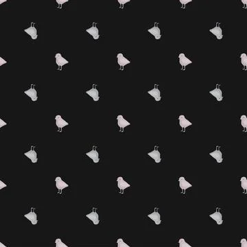 Seamless pattern of chicken. Domestic animals on colorful background. Vector  Stock Illustration