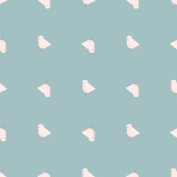 Seamless pattern of chicken. Domestic animals on colorful background. Vector  Stock Illustration