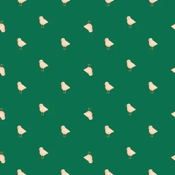 Seamless pattern of chicken. Domestic animals on colorful background. Vector  Stock Illustration