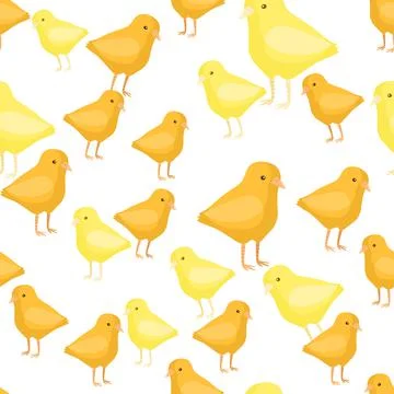 Seamless pattern of chicken. Domestic animals on colorful background. Vector  Stock Illustration