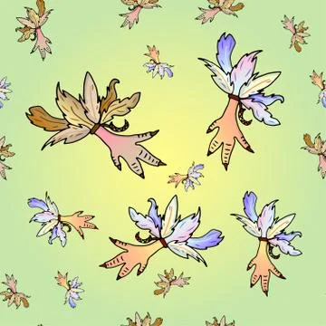 Seamless pattern with chicken leg with feathers. Stock Illustration