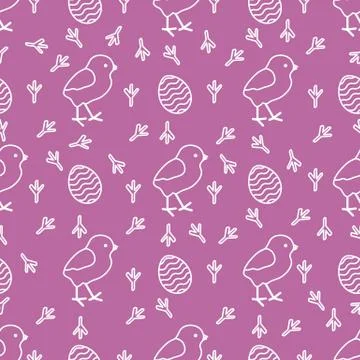 Seamless pattern with chicken, traces, eggs. Illustrazione stock