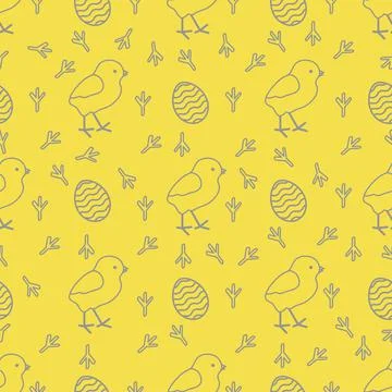Seamless pattern with chicken, traces, eggs. 스톡 일러스트