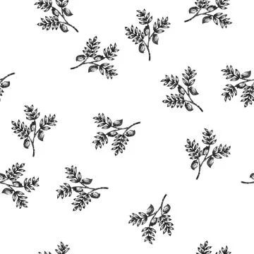 Seamless pattern chickpea hummus plant sketch hand drawn 스톡 일러스트