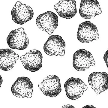 Seamless pattern chickpea hummus raw sketch hand drawn 스톡 일러스트