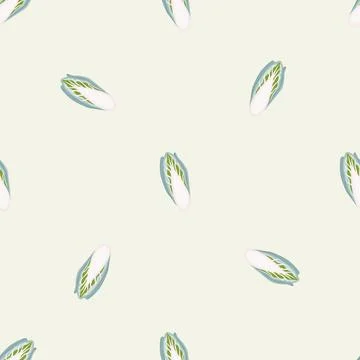 Seamless pattern Chicory cabbage on beige background. Minimalism ornament wit Stock Illustration