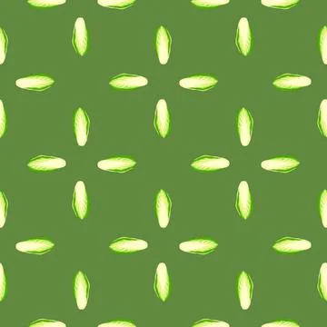 Seamless pattern Chicory cabbage on green background. Simple ornament with le Stock Illustration