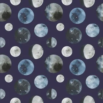 Seamless pattern child background. Moon and stars. Stock Illustration