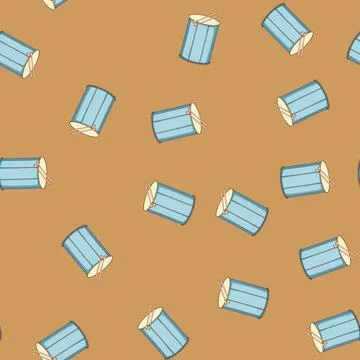 Seamless pattern child drum toy cartoon vector Illustration