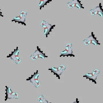 Seamless pattern child inline skates cartoon vector Stock Illustration