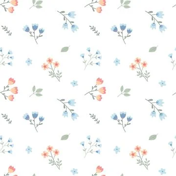Seamless pattern with childish flowers on white Stock-Illustration