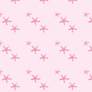 Seamless pattern childish starfish on a pink background. cute pattern for baby Stockillustratie