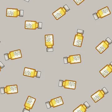 Seamless pattern childproof pill bottle cartoon vector Stock Illustration